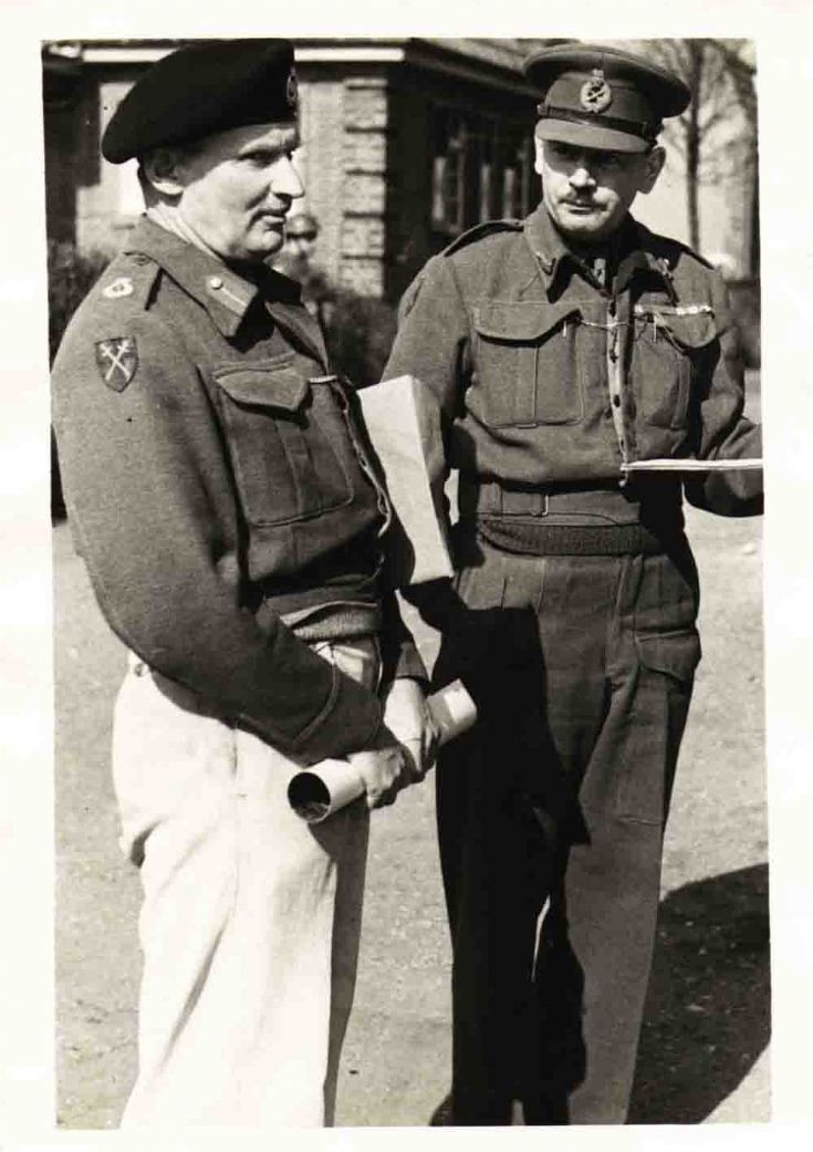 Monty with Staff Maj Gen Freddie De Guingand