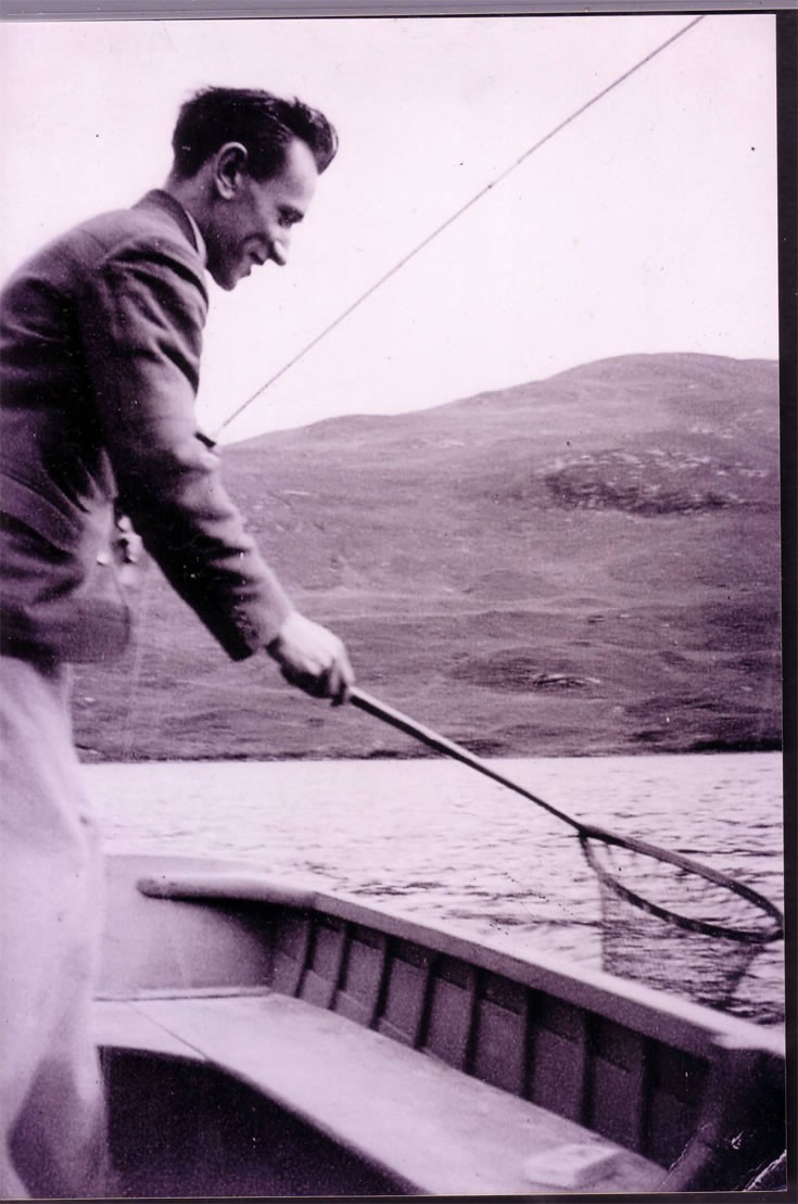 Donald Stewart fishing on Loch Ericht in 1930's